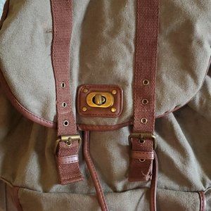 Mossimo olive green canvas drawstring backpack